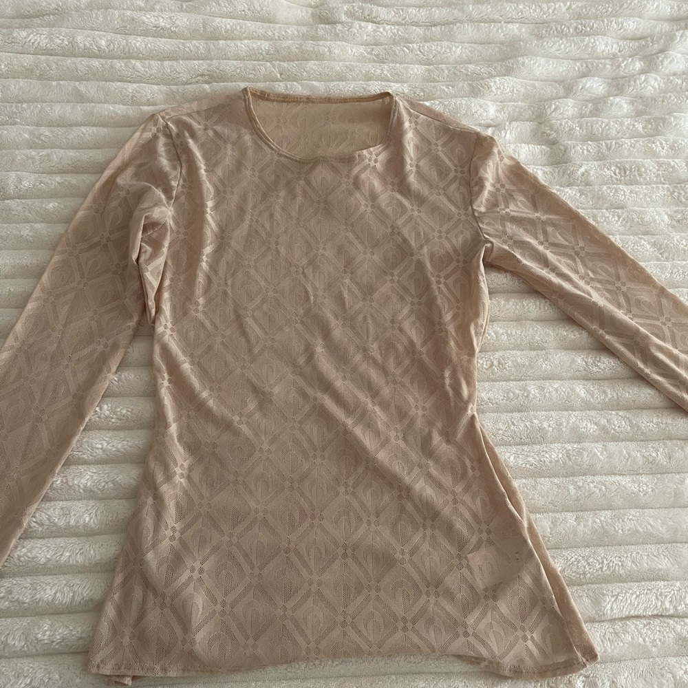 Marine Serre Beige Patterned Long Sleeve Top